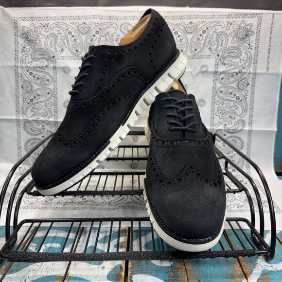 Cole Haan Zerogrand Wing Tip Black Suede C23740 Size  8.5M EUC main image 4